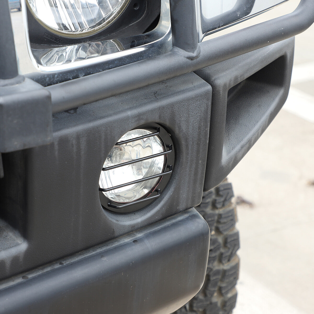 2pcs Carbon steel Fog Light Lamp Bezel Trim Rings Cover For Hummer H2 2003-2009 7