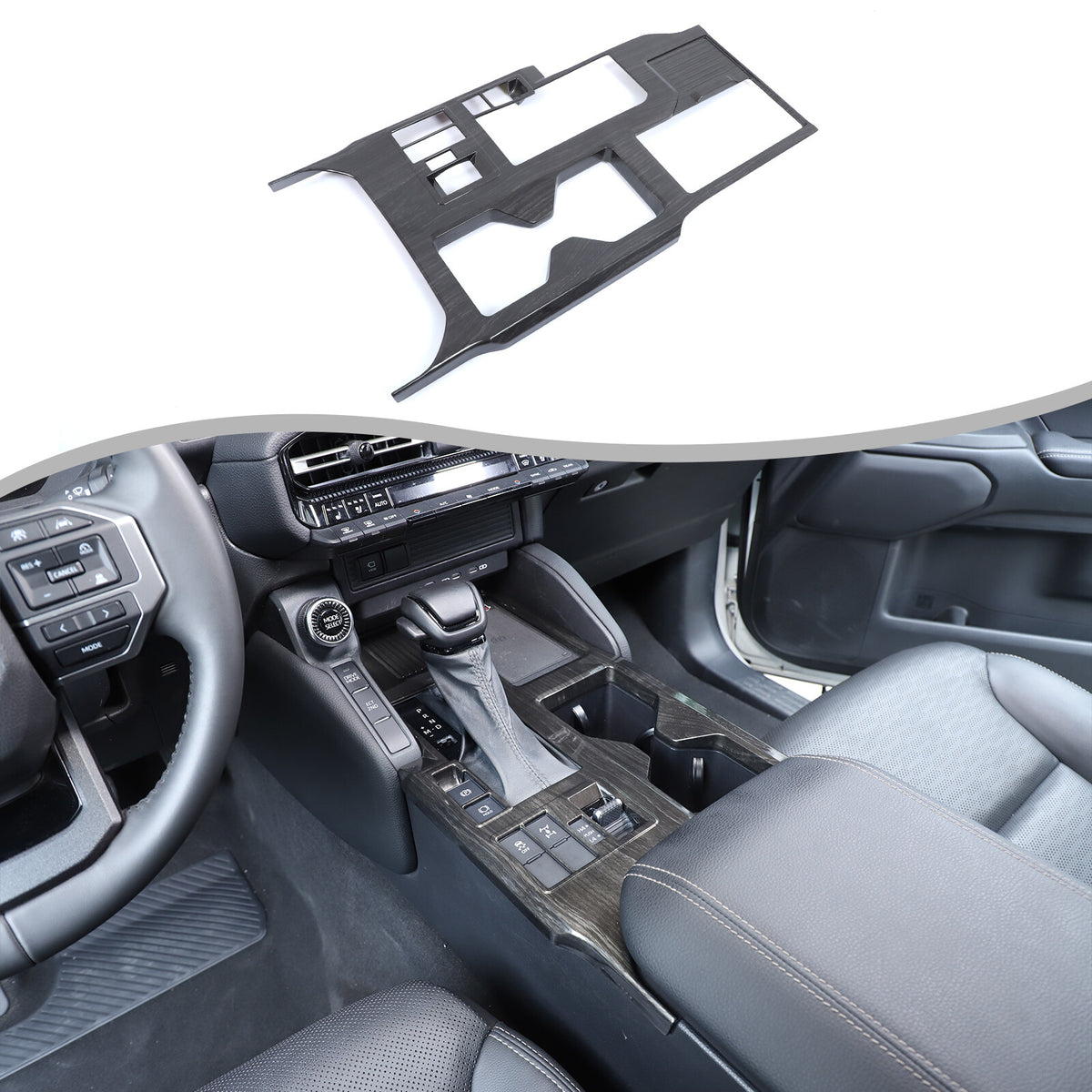 Black Wood Grain Center Console Gear Shift Panel Trim for Toyota Prado LC250 24+ 2