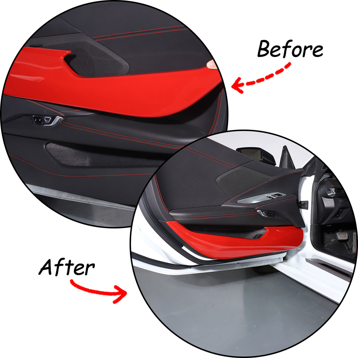 Red Full Interior Set Dash Panel Decor Cover Trim Kit For Corvette C8 2020-25 - Variants 1-5 17