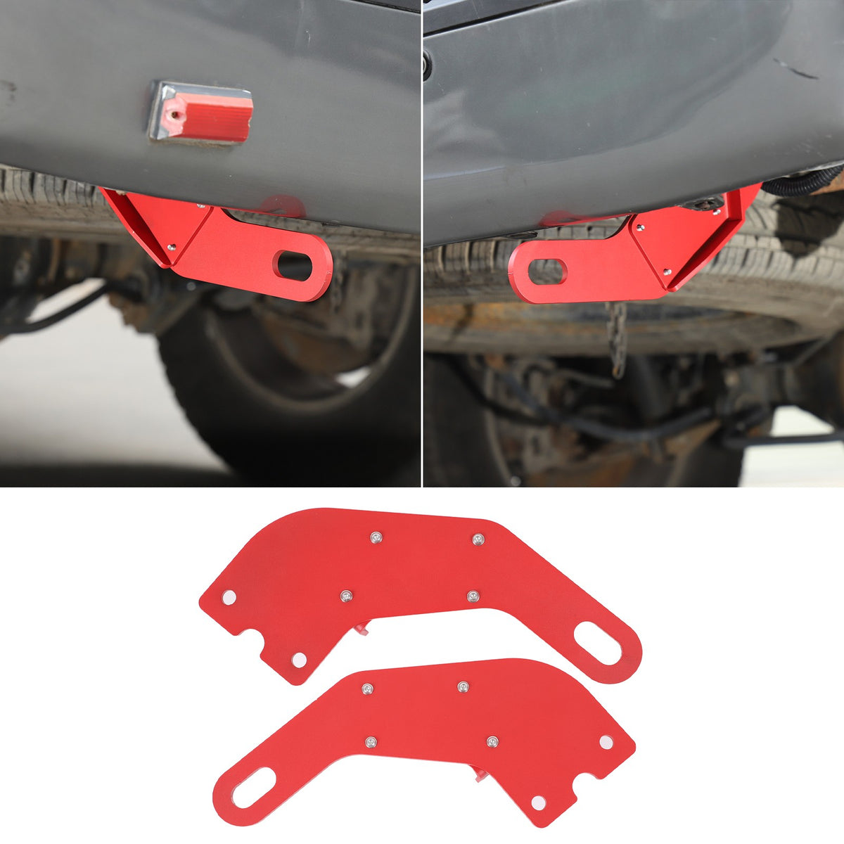 Red Steel Rear Bumper Left & Right Tow Hook Rescue For Nissan Titan 2016-23 1
