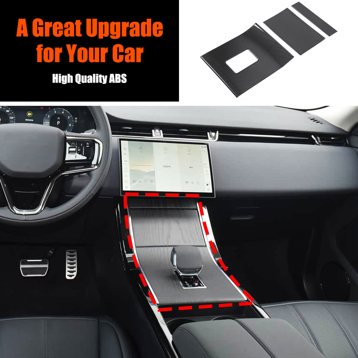 Carbon Gear Shift Panel Trim for LR Range Rover Velar L560/Evoque L551 24+ US 10