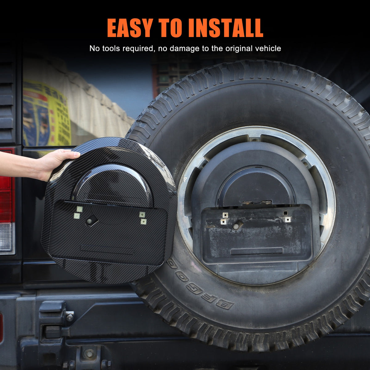 Carbon Spare Tire License Plate Base Cover For Hummer H2 2003-09 OE:25782333 US 4