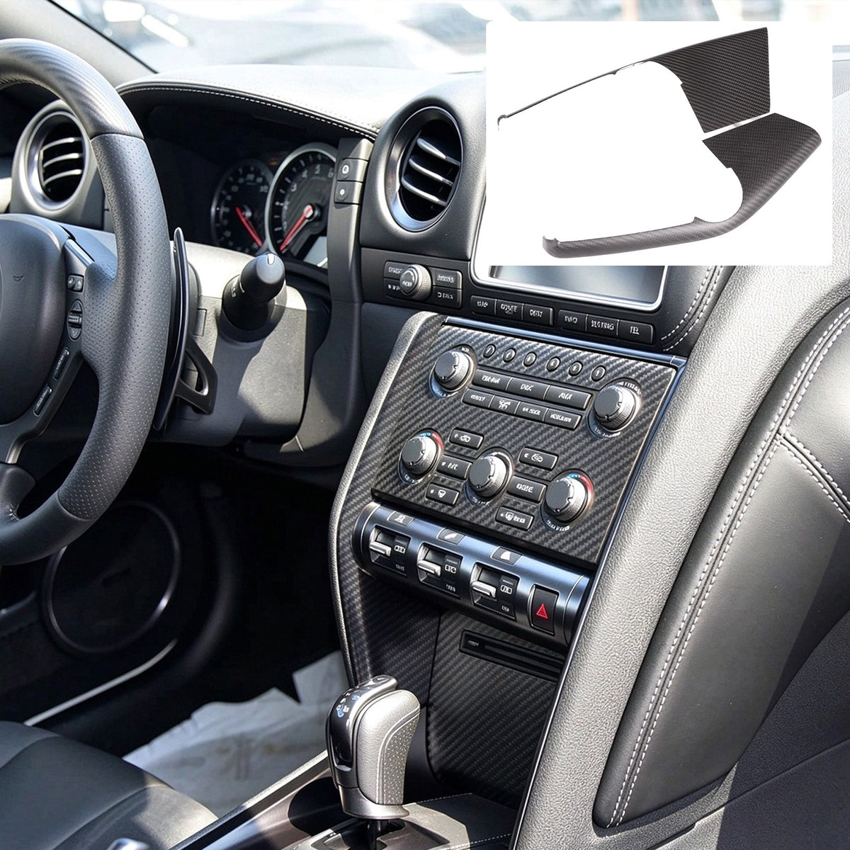Matte Real Carbon Fiber Mode Button Side Trim For Nissan GTR R35 2008-2016 2