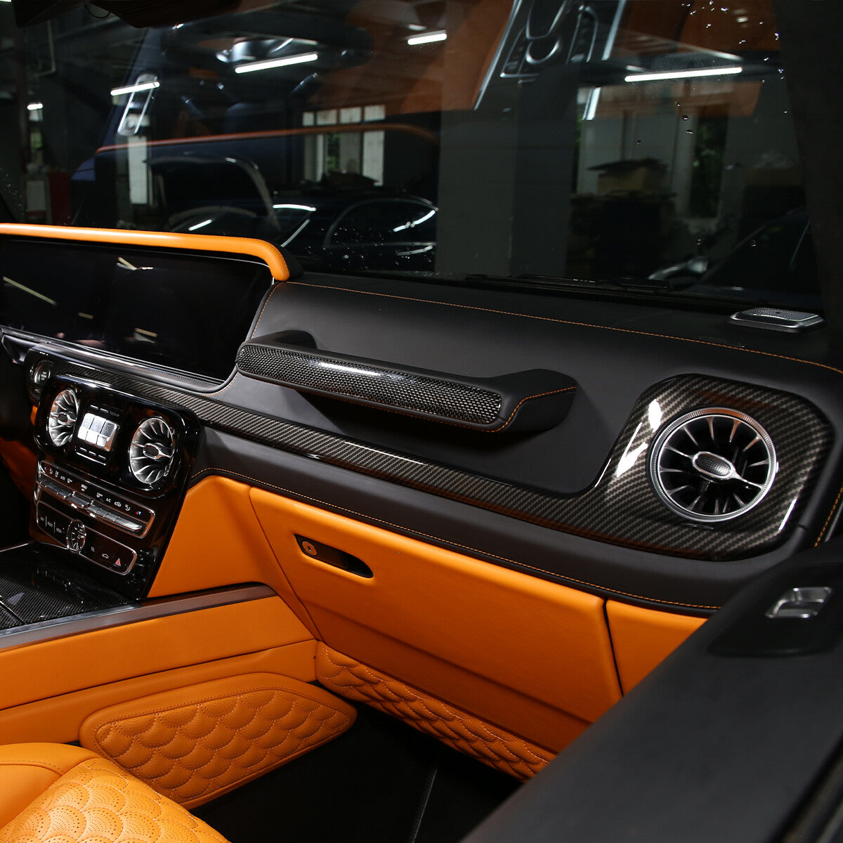 Carbon Fiber Dashboard Center Console Cover Trim For Benz G Class 19-2022 5