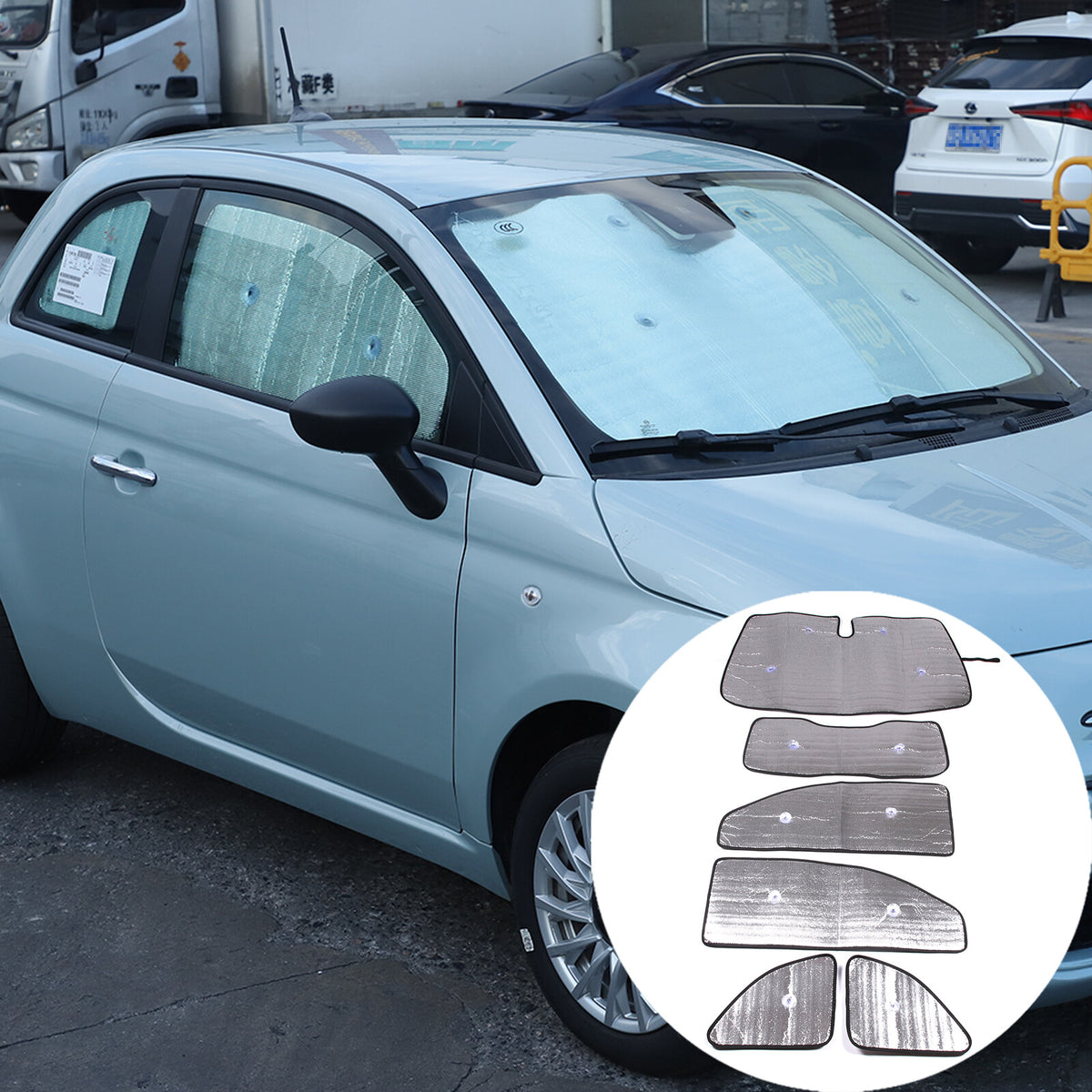 Full Side Window Sun Shield Privacy Sunshade 6pcs For Abarth 595 2011-2023 US 3