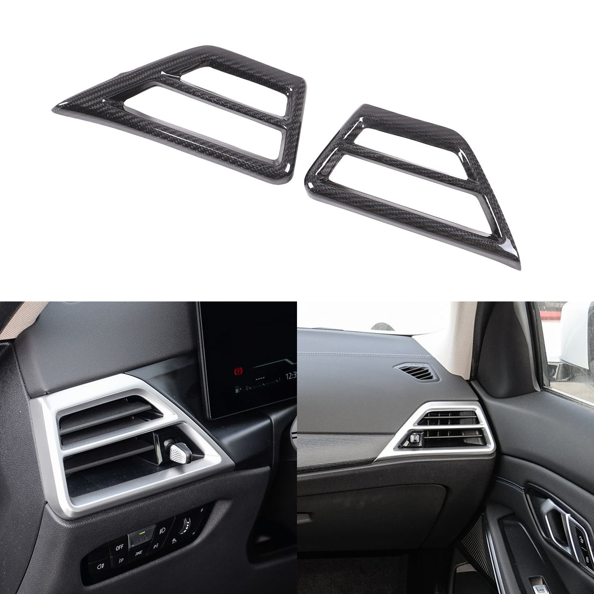 Real Carbon Fiber Side Air Vent Frame Trim For BMW 3 4 330i 430i G20 G21 25+ US 17
