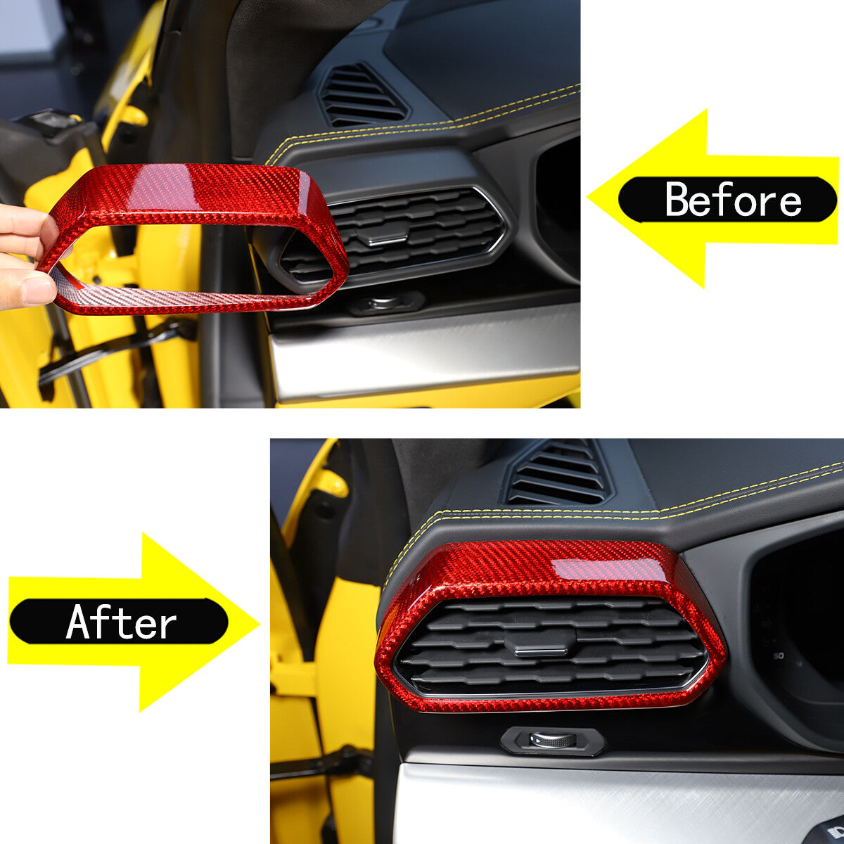 Red Carbon fiber Side Air Vent Outlet Cover Trim For Lamborghini URUS 2018-23 7