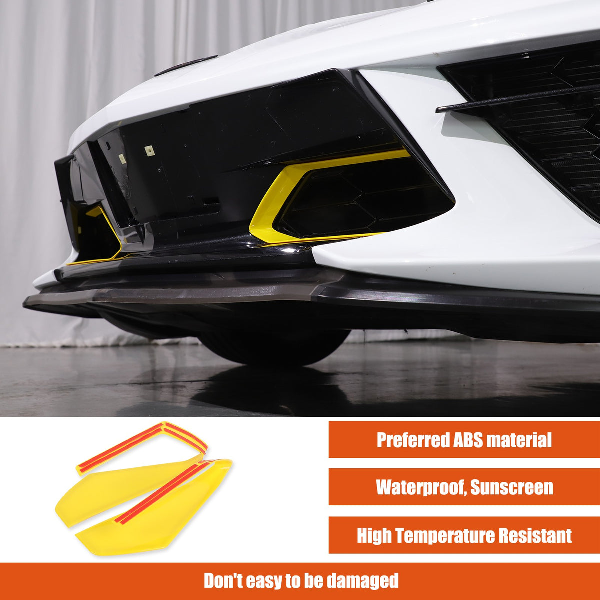 Yellow ABS Front Bumper Middle Grille Trim Cover For Corvette C8 2020+ 15