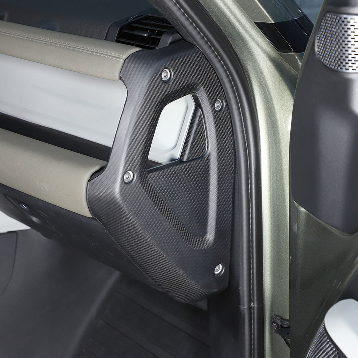 Matte Real Carbon Fiber Dashboard Sides Panel Trim For Land Rover Defender 20-23 5