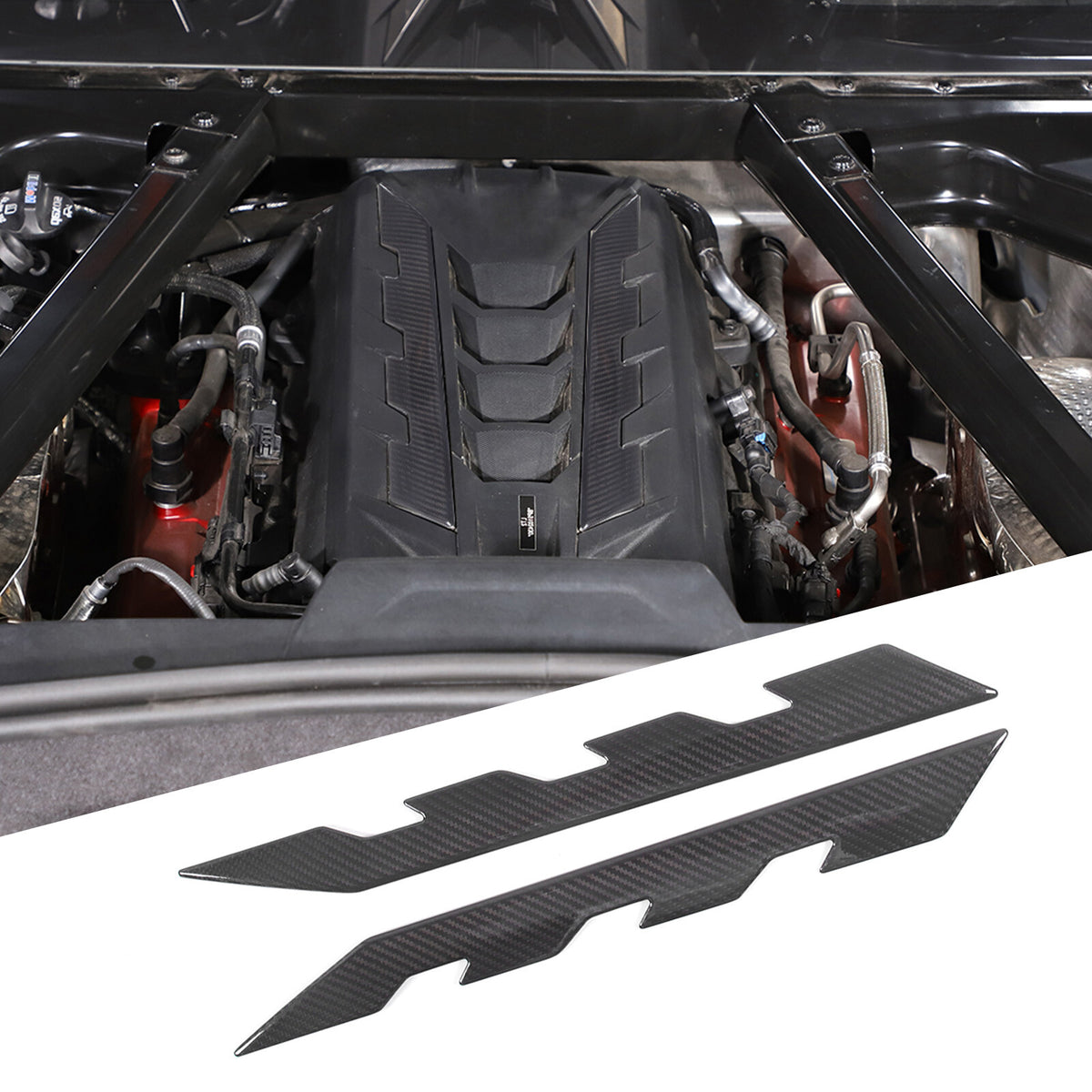 Real Carbon fiber Engine Bay Panel Cover Trim Set For Corvette C8 Coupe 20-26 18