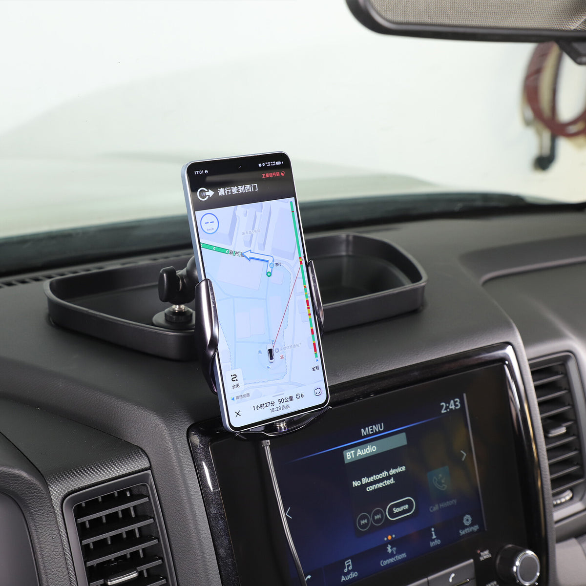 Wireless Dashboard Storage Tray Box Phone Holder For Nissan Frontier D41 2022-24 6