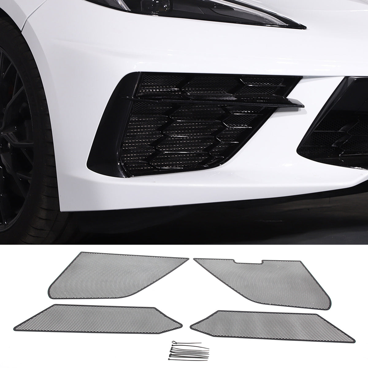 Front Grill Guard Side Vent Intake Mesh Grille Insert For Corvette C8 2020-26 2