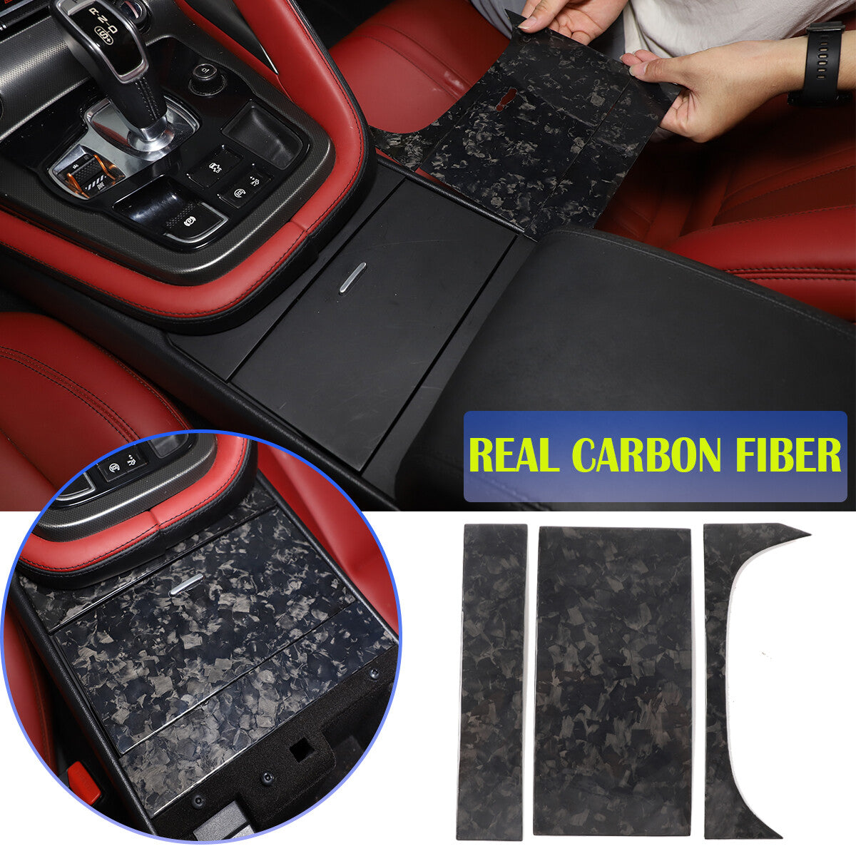 Forged Carbon fiber Water Cup Holder Panel Cover Trim For Jaguar F-TYPE 2013-22 1