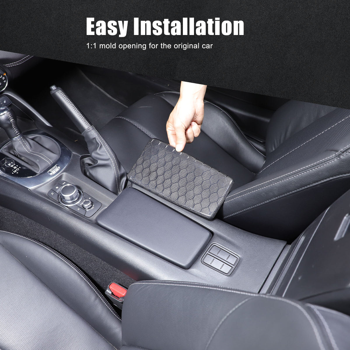 Real Honeycomb Carbon Fiber Center Armrest Box Cover Trim For Mazda MX-5 2016+ 9