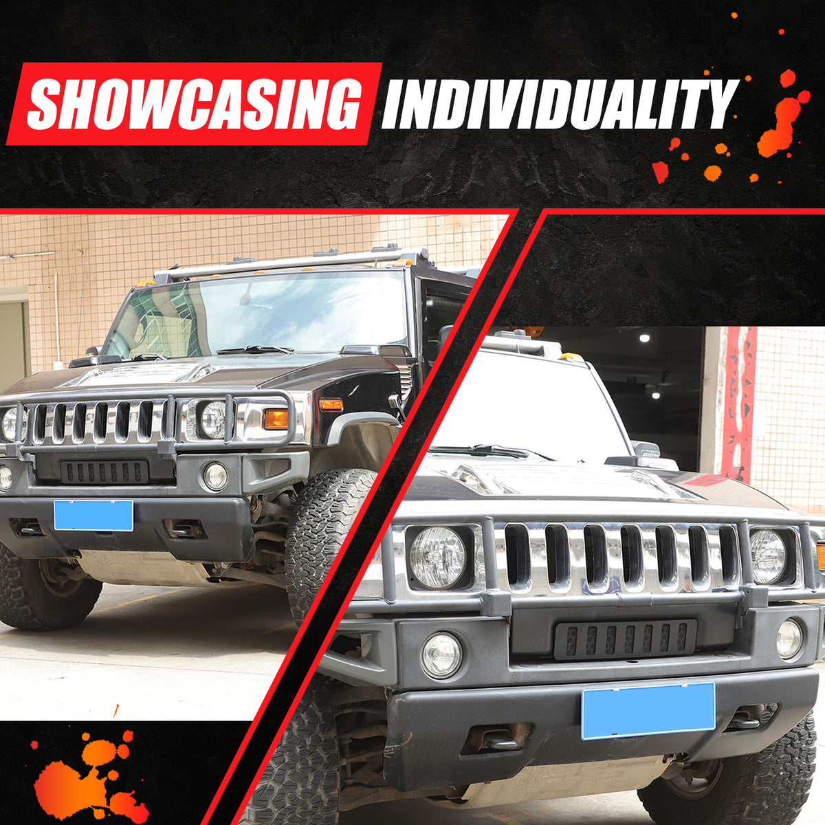 Black Alloy Black Front bumper Lower Grille Trim Cover For Hummer H2 2003-2009 23