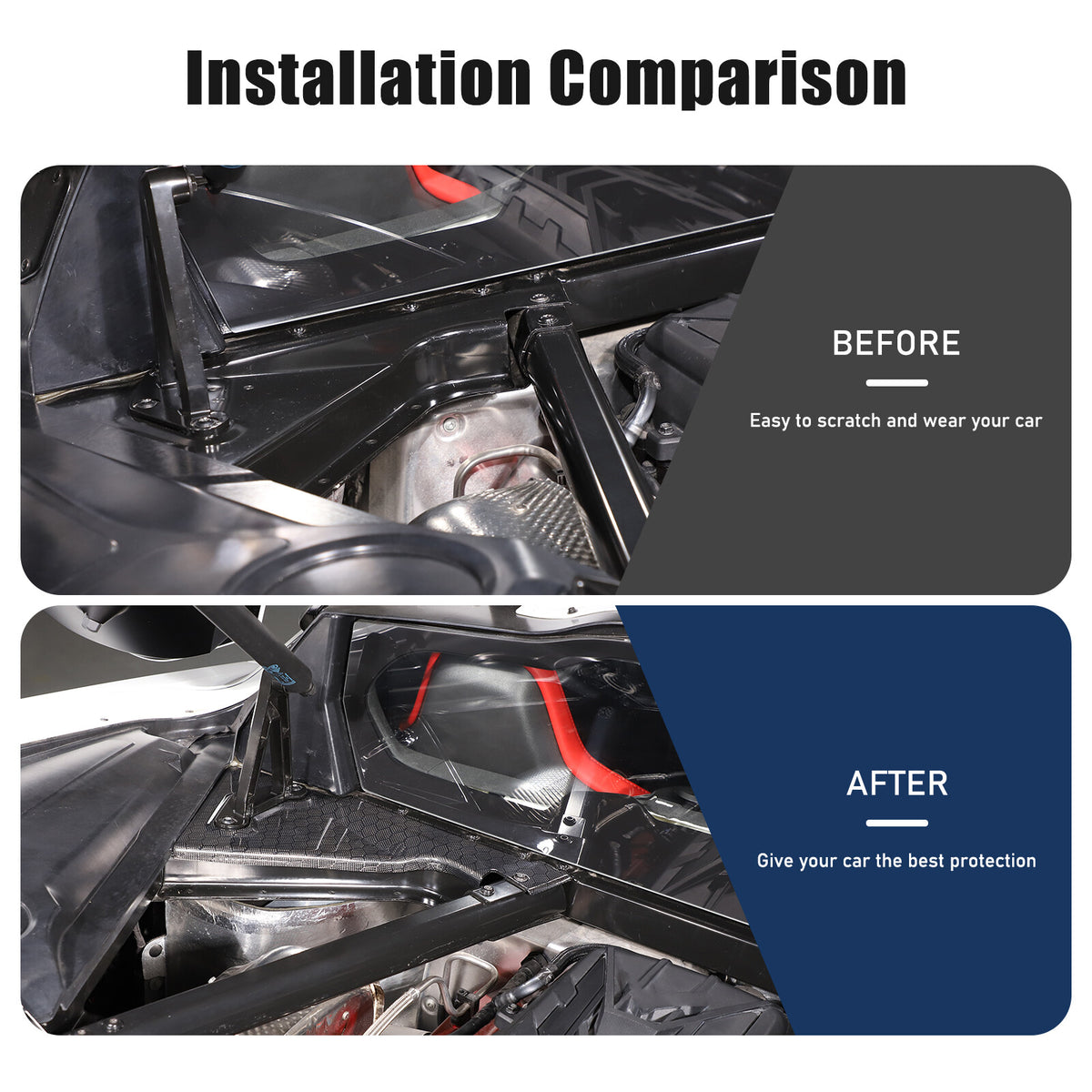 Honeycomb Carbon Fiber Engine Bay Corner Base Cover Overlay For Corvette C8 20+ 10