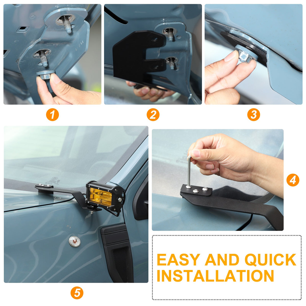 Carbon Steel Hood Light Mount Bracket Holder For Ford Maverick 2022+ 8