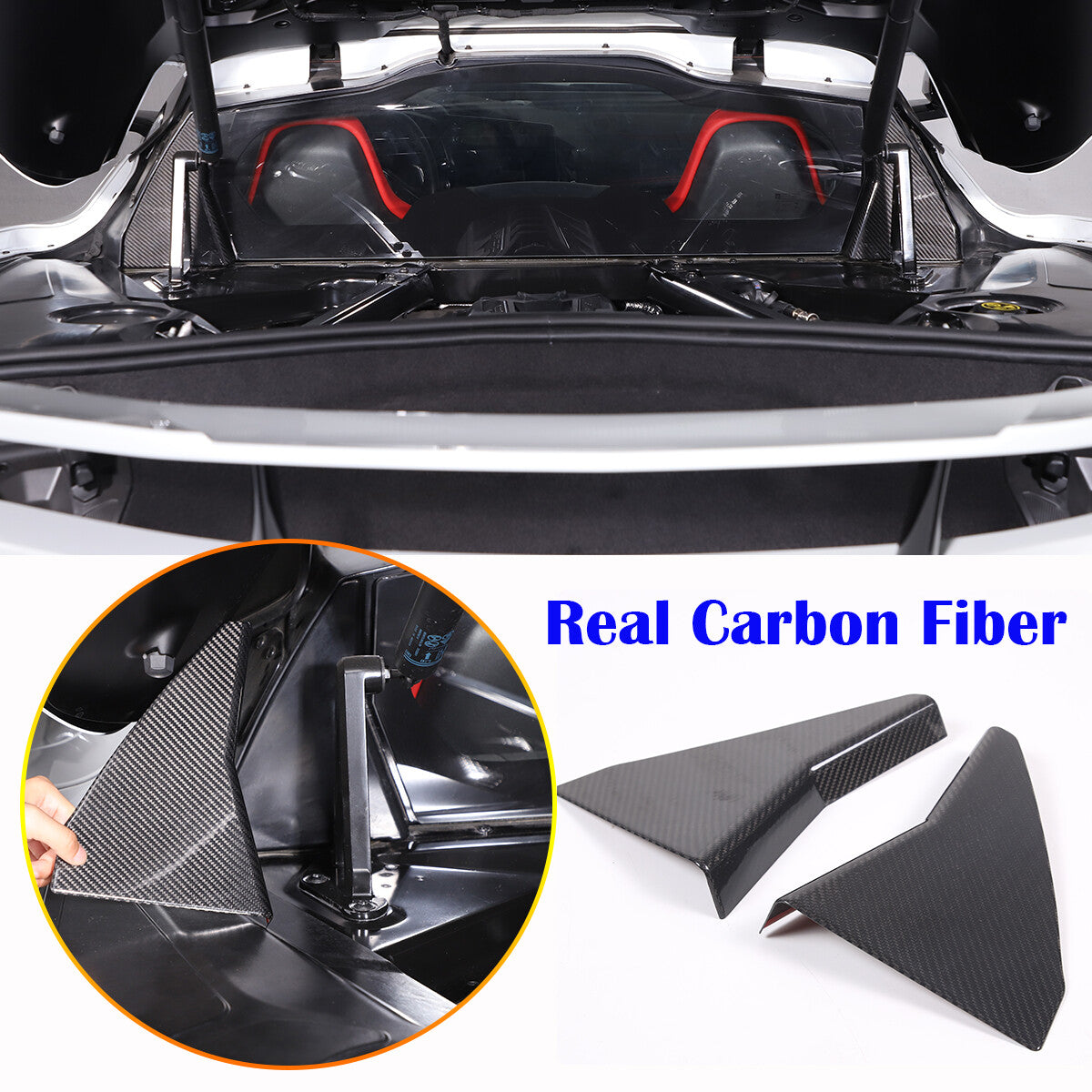 Real Carbon Fiber Engine Bay Tank Panel Cover Frame Trim For Corvette C8 2020-26 - Styles 6-10 27