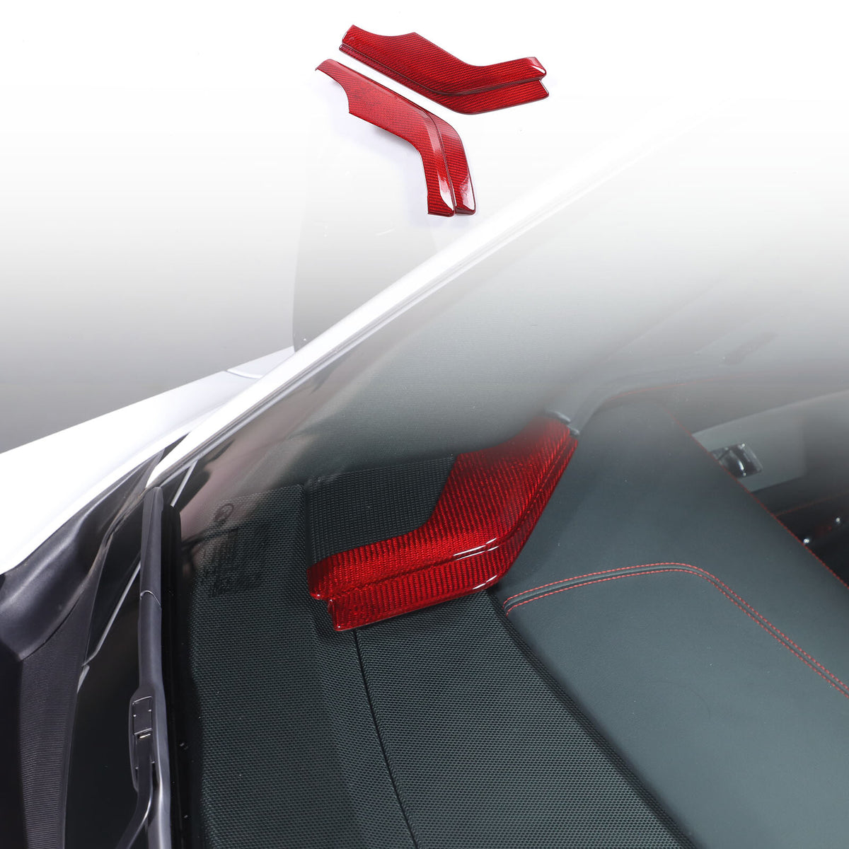 Red Real Carbon Fiber Center Console Dashboard Cover Trim For Corvette C8 20-26 4