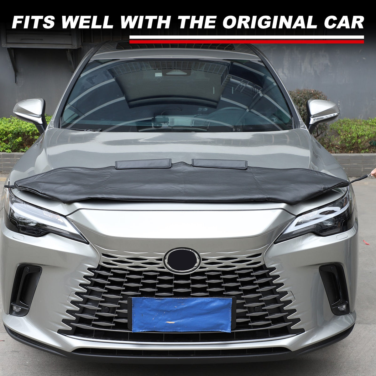 PU Leather Car Bonnet Hood Bra Wind & Bug Deflectors For Lexus RX350 2023+ 3