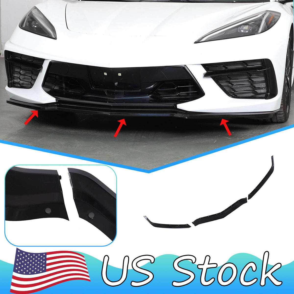 Replacement Black Front Bumper Lip Kit Splitter Exterior For Corvette C8 20+ US 1