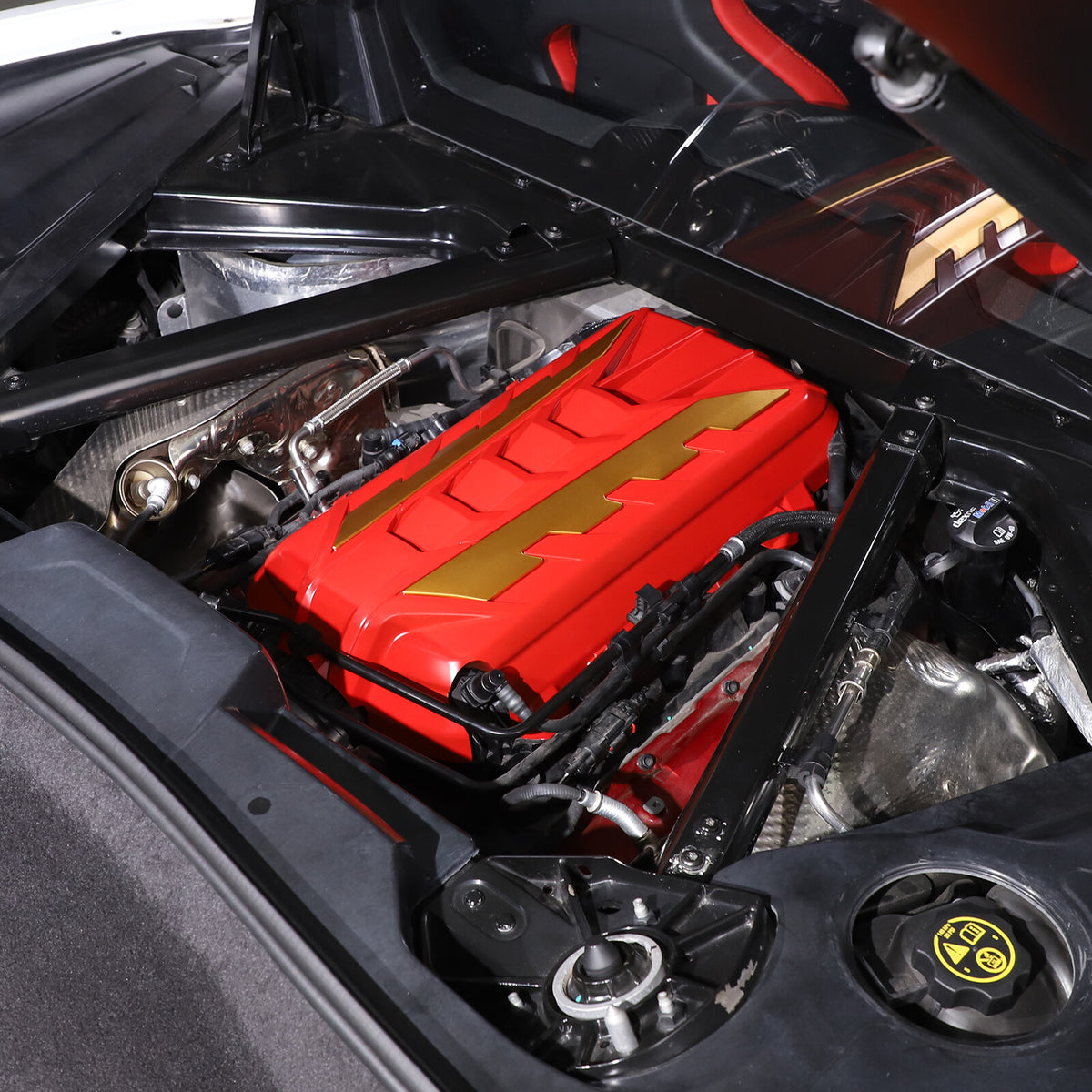 Orange Engine Bay Panel Cover Trim in Edge Yellow For Corvette C8 2020-25 22