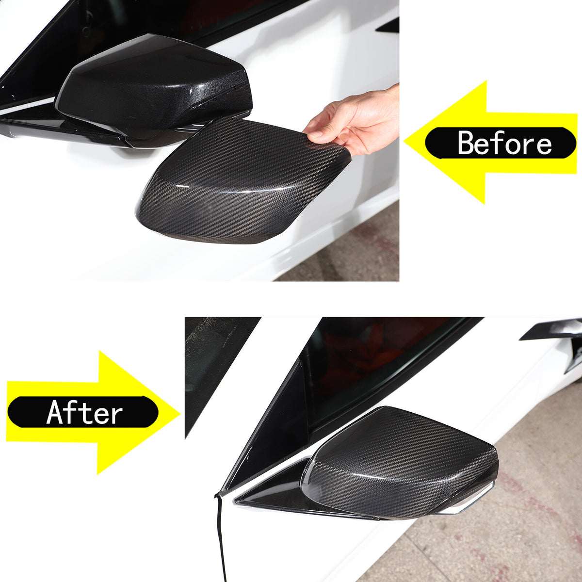 Real Carbon Fiber Side Rearview Mirror Cover Trim for Corvette C8 Stingray 20-26 6