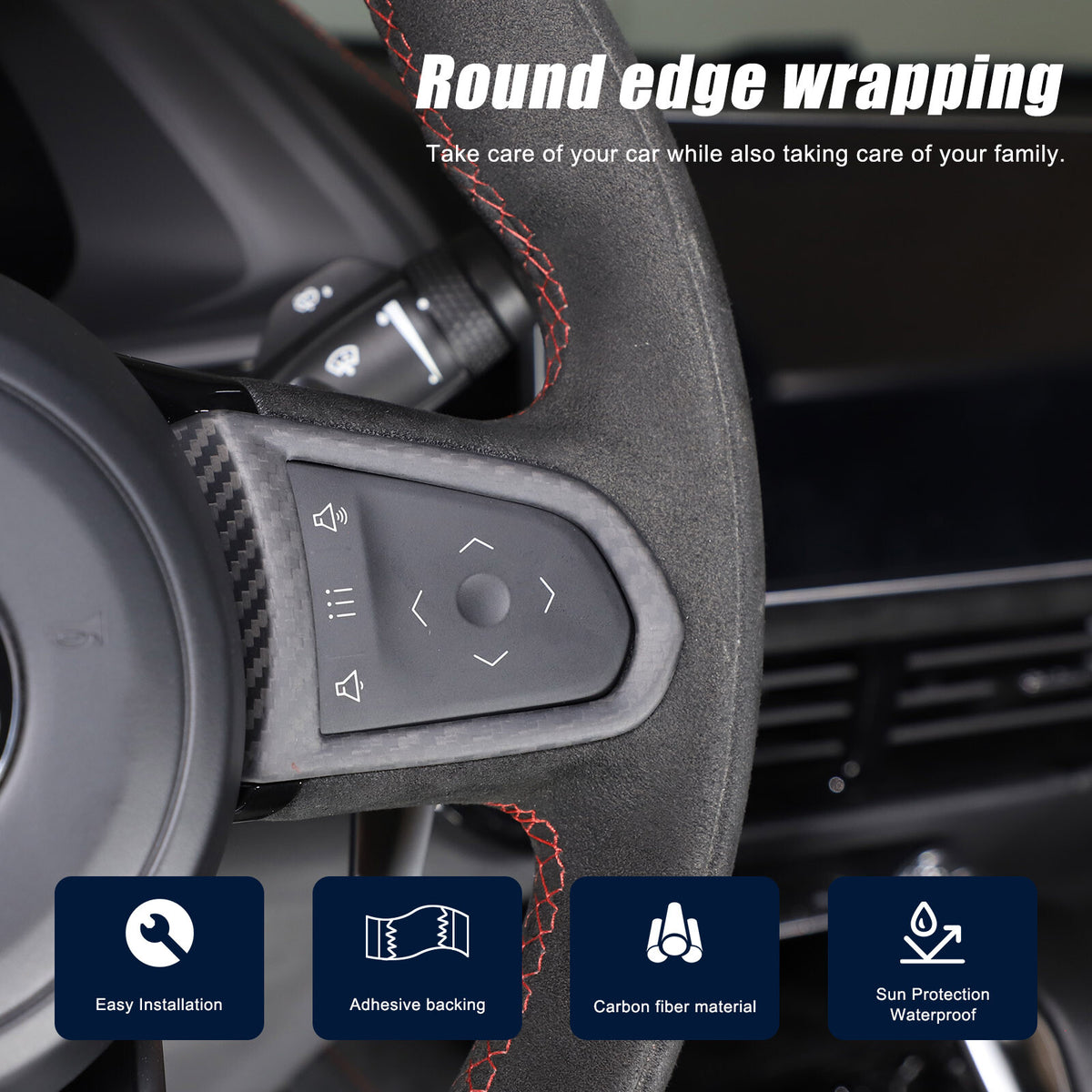 Matte Real Carbon Fiber Steering Wheel Button Cover Trim For Lotus EMIRA 21-25 16