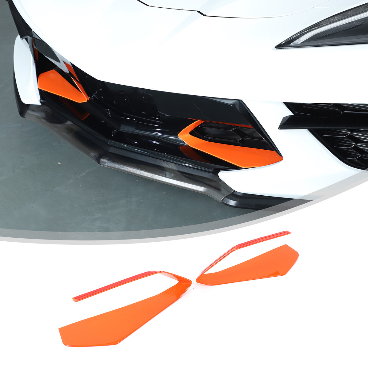 Orange ABS Front Grille Trim Frame Cover For Corvette C8 2020+ US 9