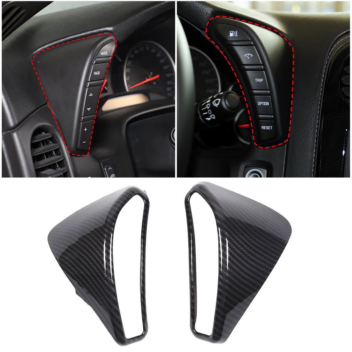 ABS Carbon Fiber Dashboard Button Air Outlet Frame Set For Corvette C6 05-13 US 4