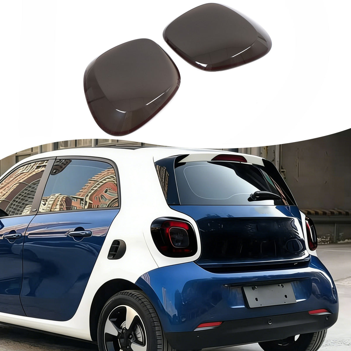 Smoked Black ABS Tail Light Smoke Housing Cover Trim For Benz Smart Fortwo 16-19 2