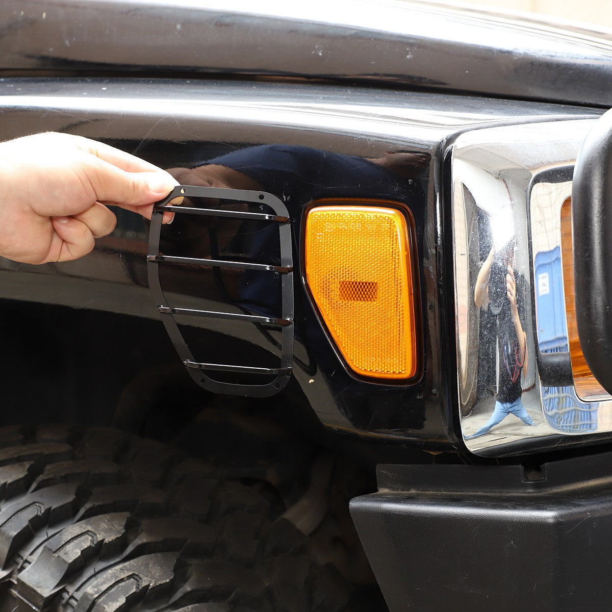 Carbon Steel Side Turn Signal Light Cover Trim Frame for Hummer H3 05-09 US 3