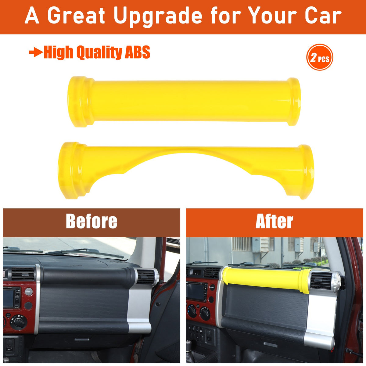 ABS Yellow Center Dashboard Panel Trim Strip For Toyota FJ Cruiser 2007-2021 23