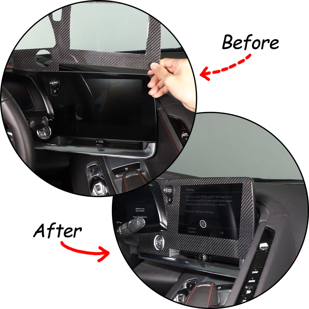 Real Carbon Fiber Dashboard Navigation Srceen Frame Trim For Corvette C8 2020-25 19