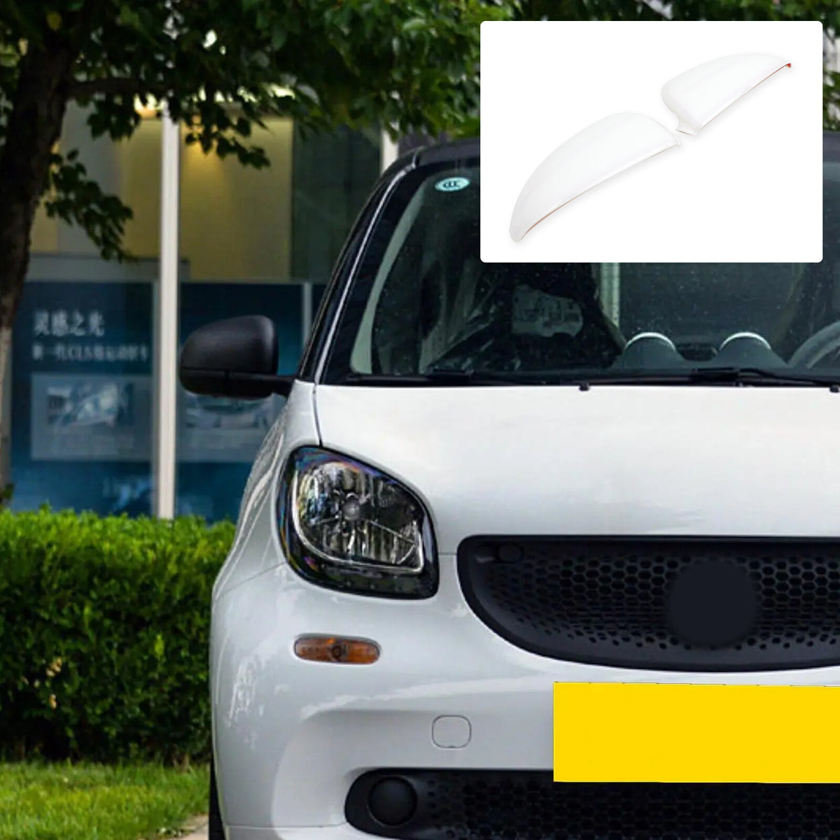 White ABS Exterior Rearview Mirror Cover For Mercedes Benz Smart 2009-2015 15