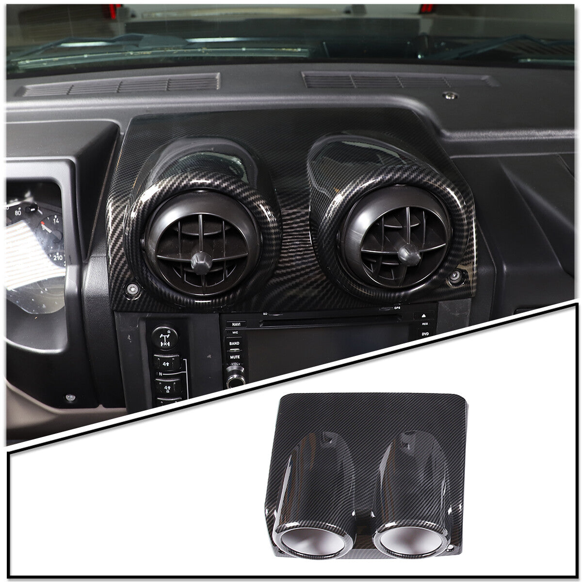 Carbon Fiber Style Central Control Airvent Trim For Hummer H2 SUV 2003-07 US 4