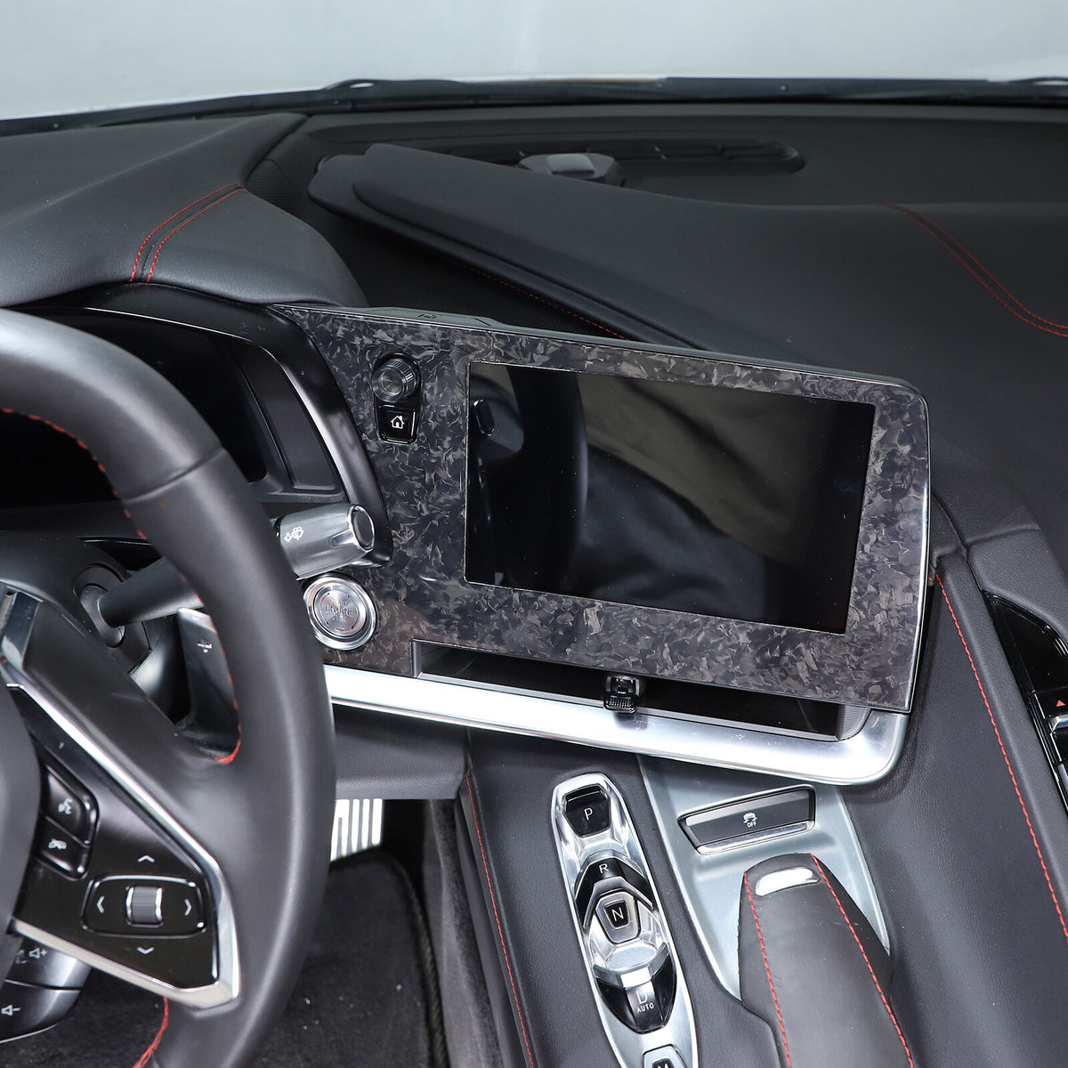 Forged Real Carbon Fiber Dashboard Navigation Srceen Frame Trim For Corvette C8 13