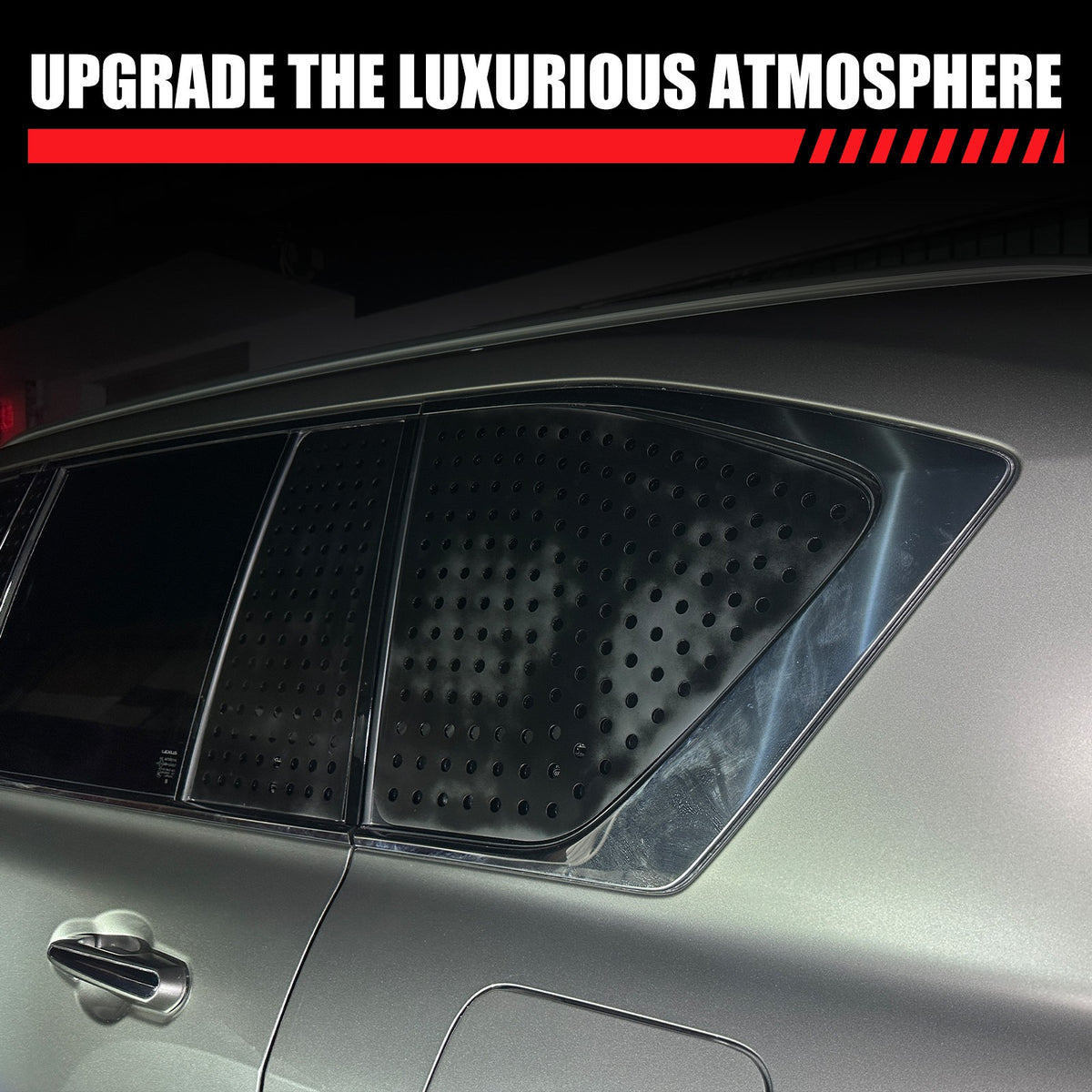 Black Aluminum Rear Triangular Window Honeycomb Panel Trim For Lexus LX J300 22+ 7