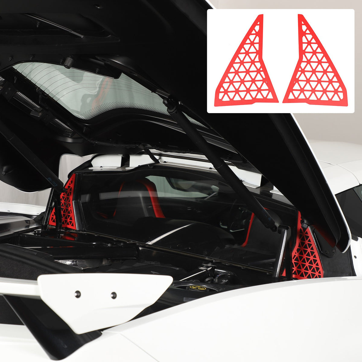 Red Alloy Front Bulkhead Engine Bay Decor Trim For Corvette C8 2020+ 20
