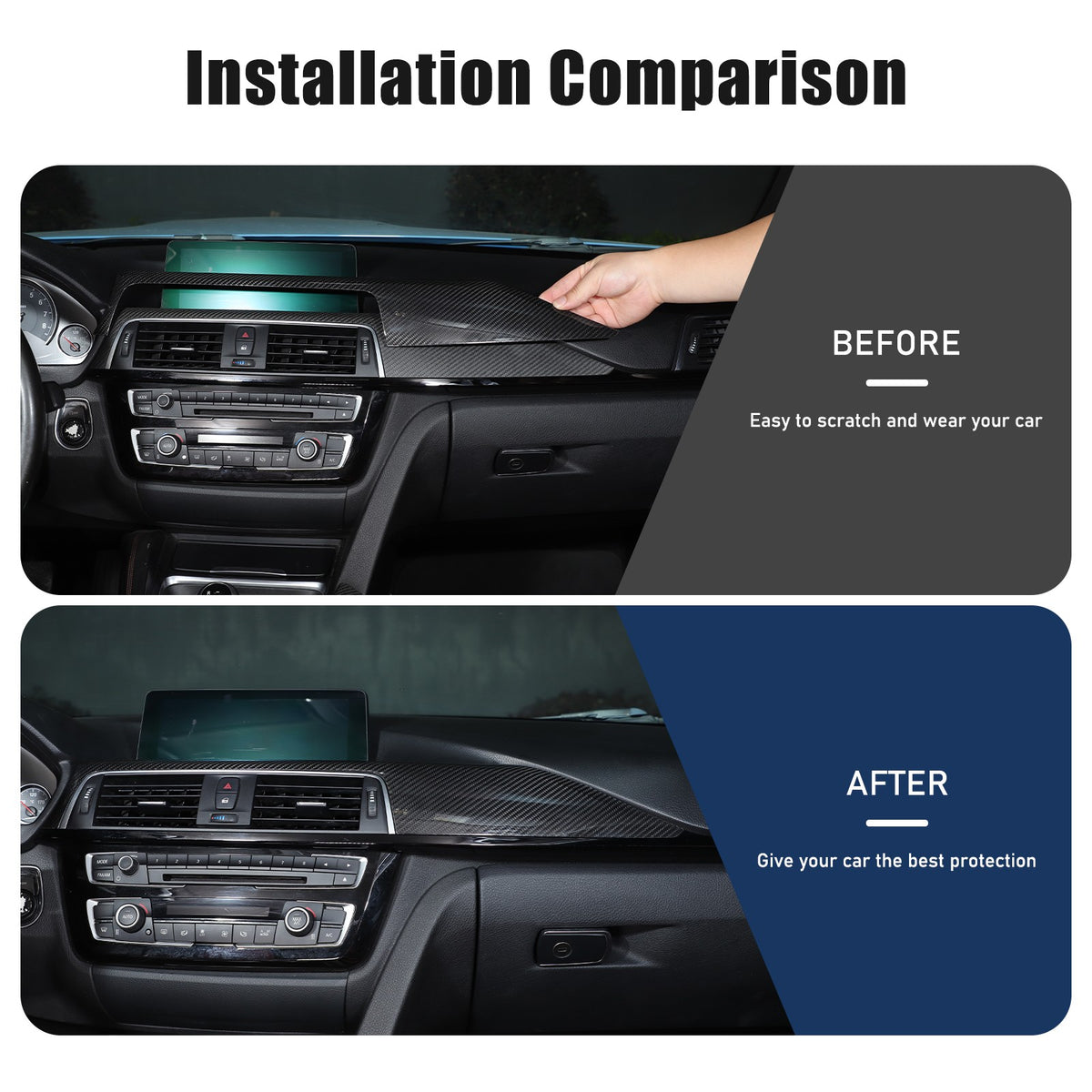 Real Carbon Fiber Central Console Dashboard Trim For BMW M3 M4 F80 F82 2014-2019 9