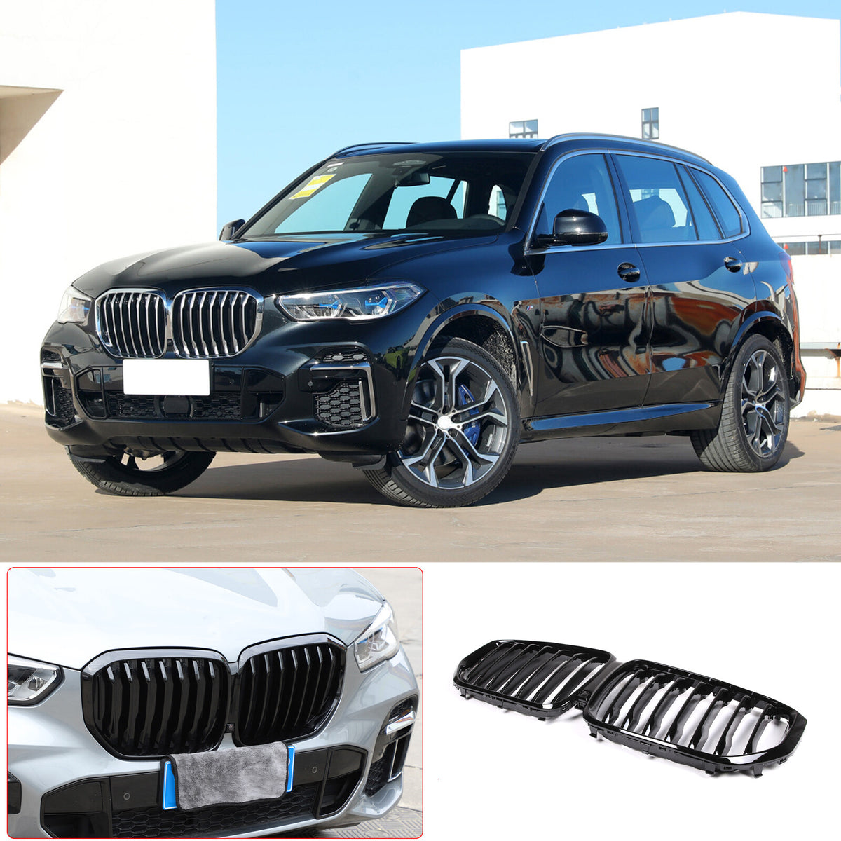 Replace Glossy Black Front Kidney Grille For BMW X5 G05 2019-2022 2023 21