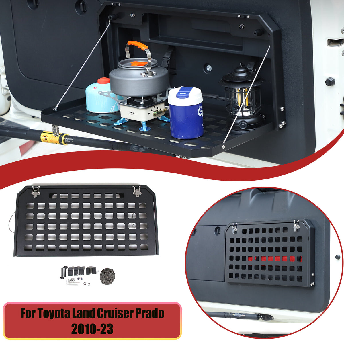 Tailgate Table Rear Door Foldable Car Shelf For Toyota Land Cruiser Prado 10-23 1
