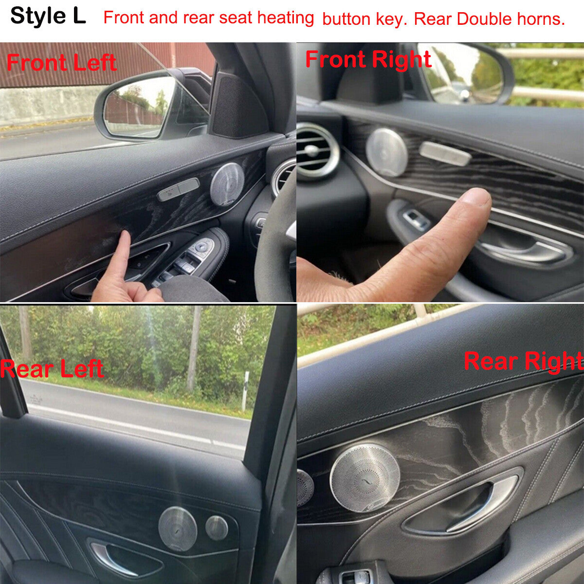 Real Carbon Fiber Interior Door Panel Trim For Benz C GLC Class W205 2014-20 3