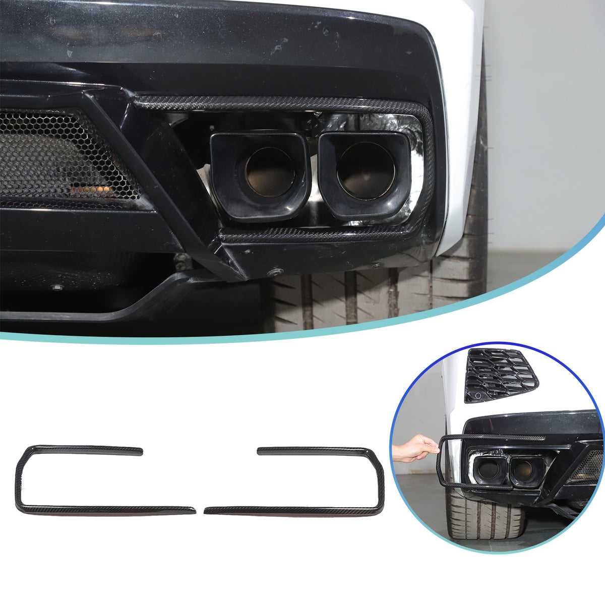 Real Dry Carbon Fiber Rear Tailpipe Trim Ring Cover For Corvette C8 2020+ 1