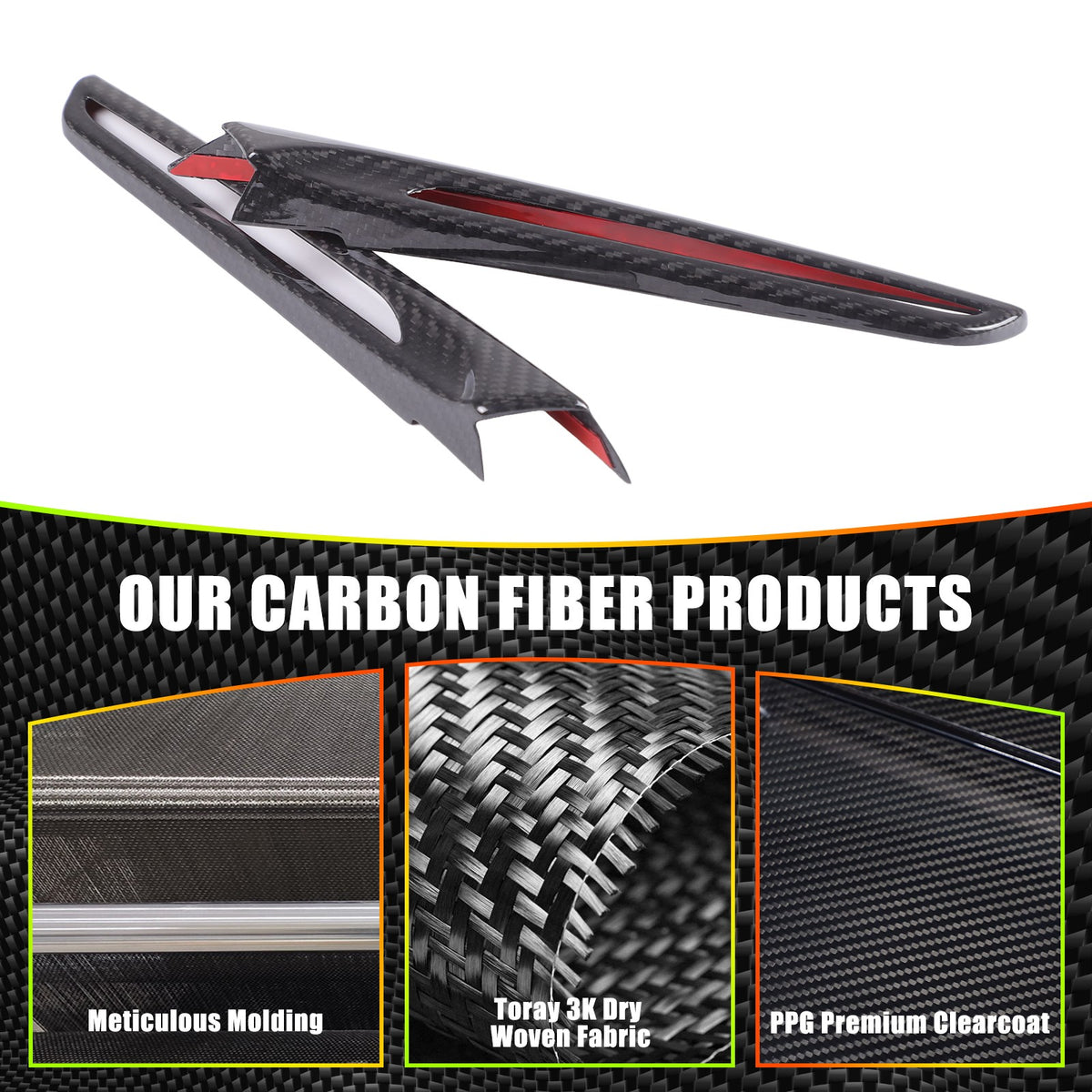 Real Carbon Fiber Exterior Side Fender Trim With Hole For BMW M3 F80 2014-2018 8