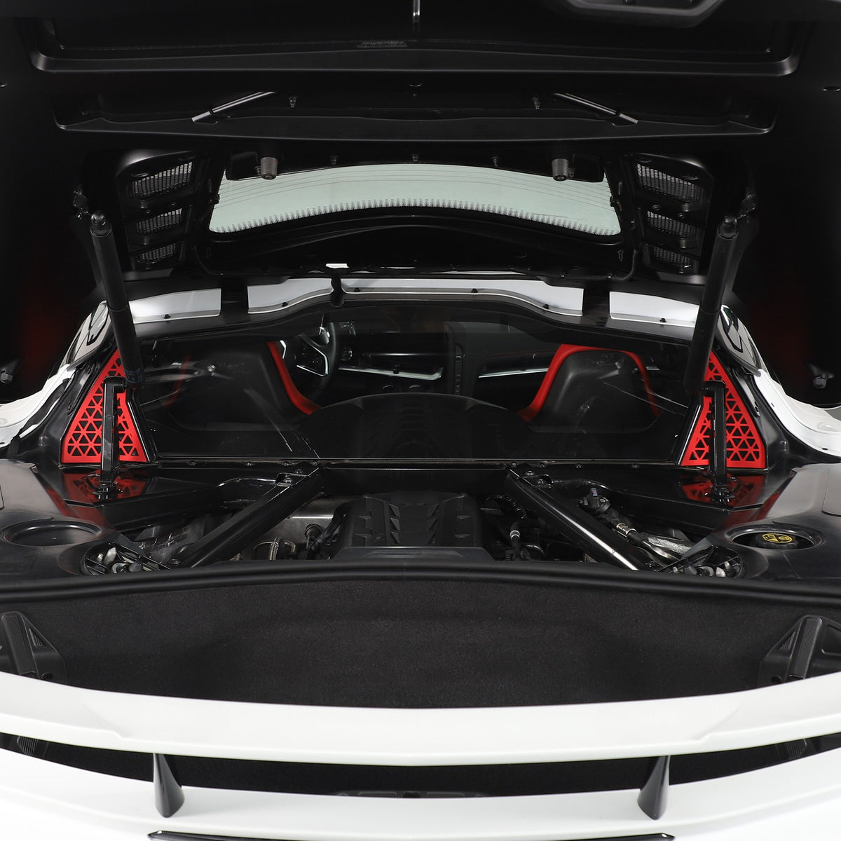 Red Alloy Front Bulkhead Engine Bay Decor Trim For Corvette C8 2020+ 12
