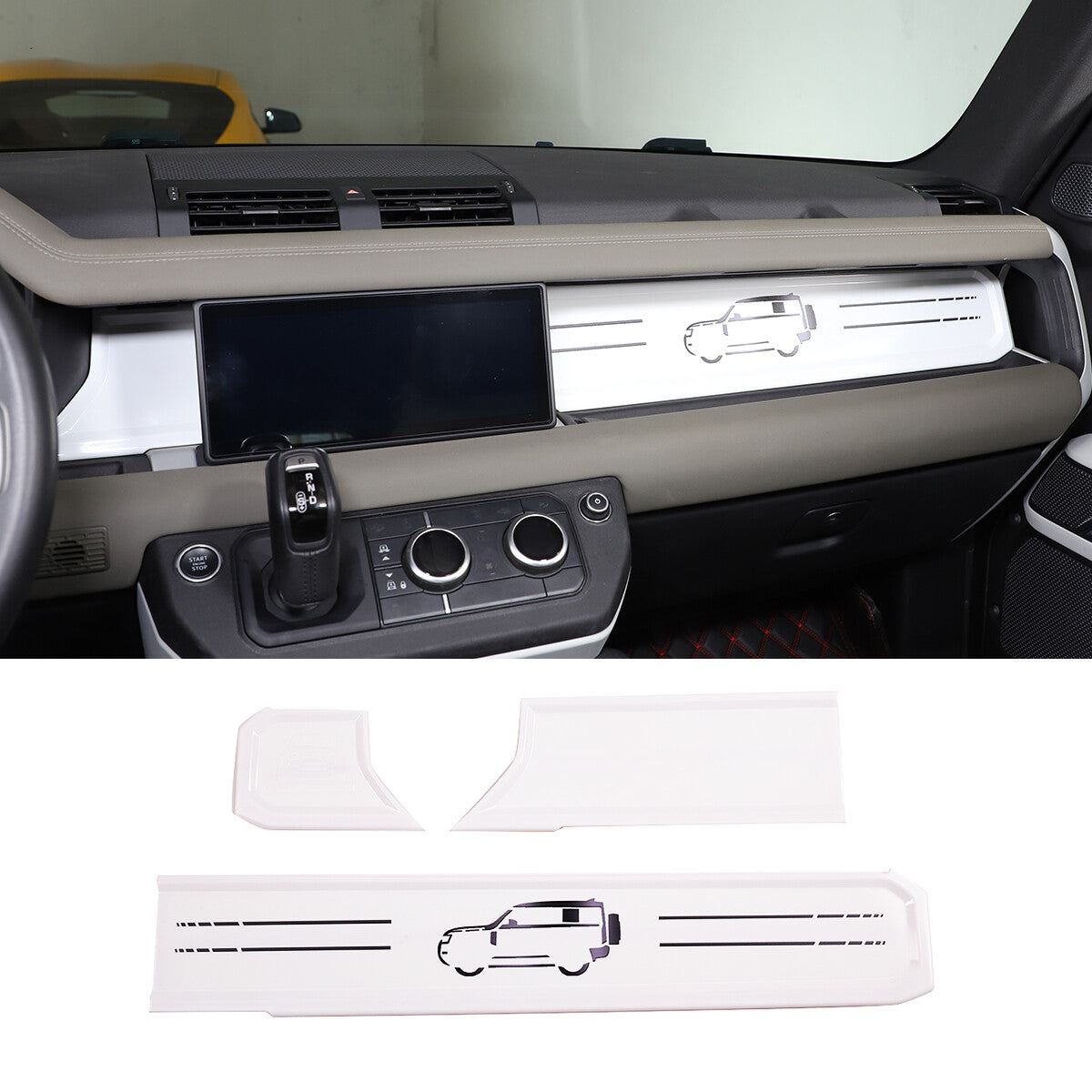 ABS Car Graphic White Dashboard Trim Kits For Land Rover Defender 90 110 2020-23 2