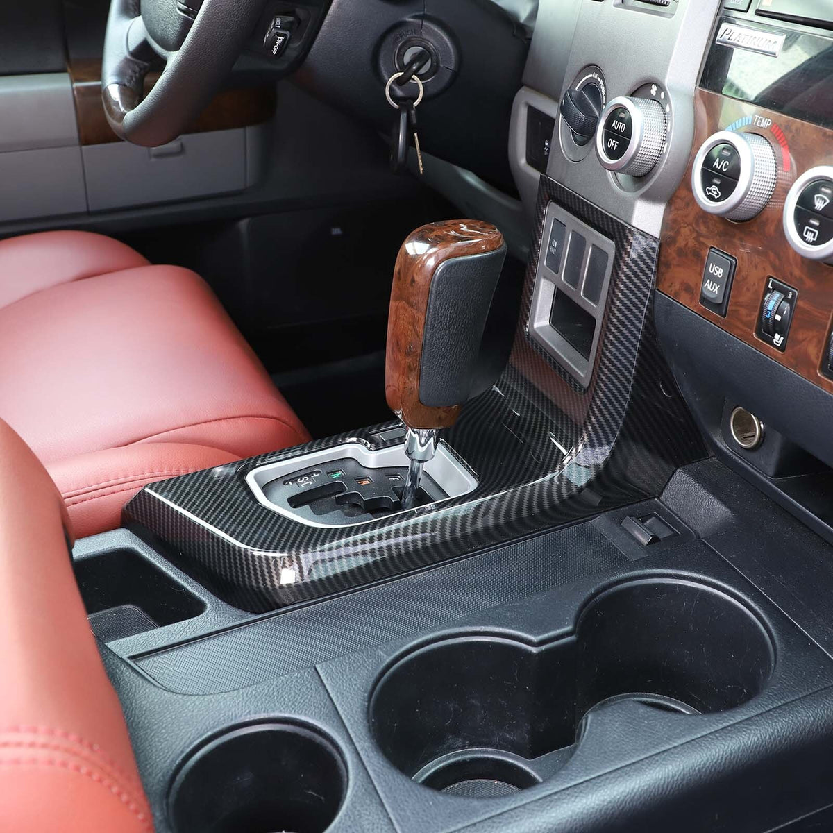 Carbon Fiber ABS Center Console Cover Trim Kit For Toyota Tundra 2007-2013 US 11