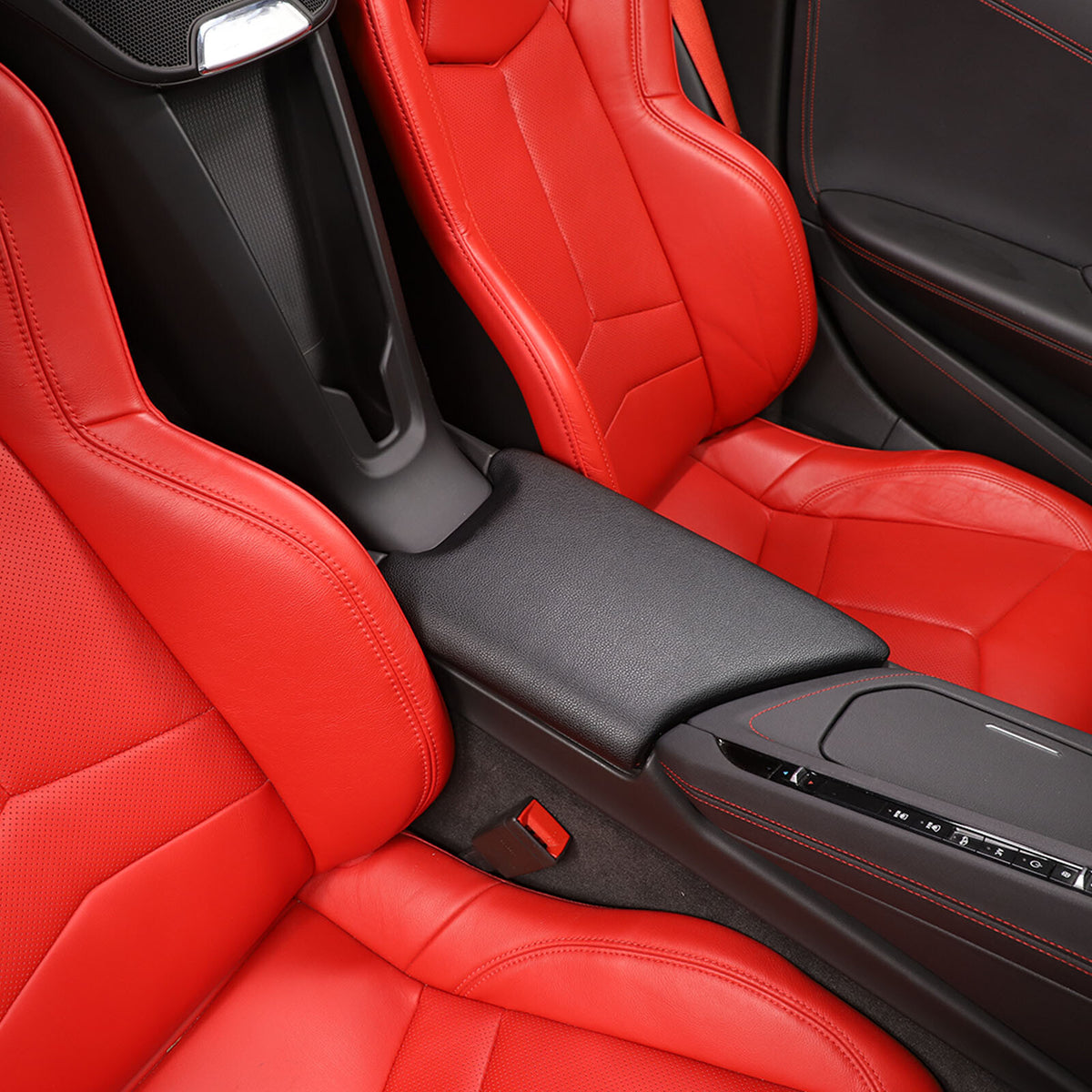 ABS & PU Leather Center Console Armrest Box Cover For Corvette C8 2020-26 US 6