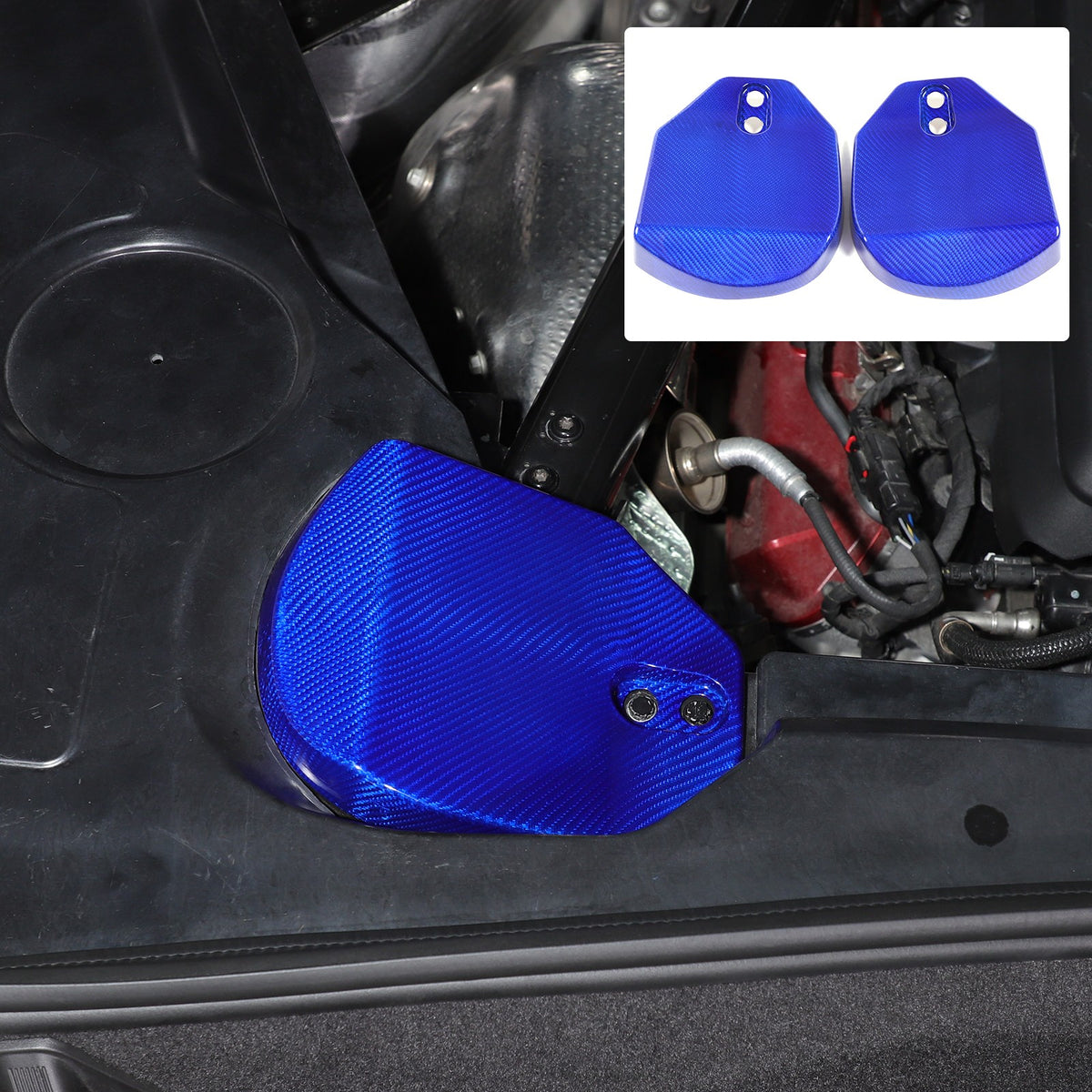 Blue Real Carbon Fiber Rear Strut Shock Tower Cover Mag Ride For Corvette C8 20+ 8
